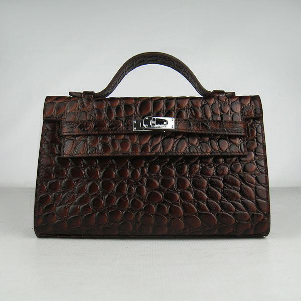 AAA Hermes Kelly 22 CM France Python Leather Handbag Dark Coffee H008 On Sale - Click Image to Close